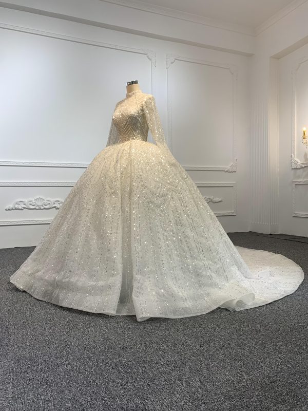 Z033-BYG OWN DESIGN WITH SUPER LUXURIOUS BEADING AND HIGH NEEKLINE BALL GOWN - Image 4