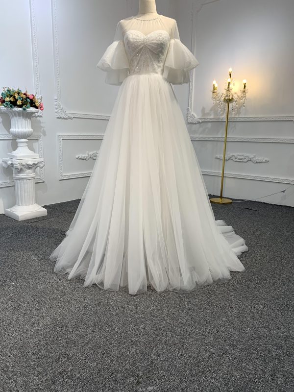 Z027-BYG OFF-WHITE ORGANZA WEDDING DRESS
