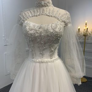 Z028-BYG OFF-WHITE ORGANZA A-LINE DRESS