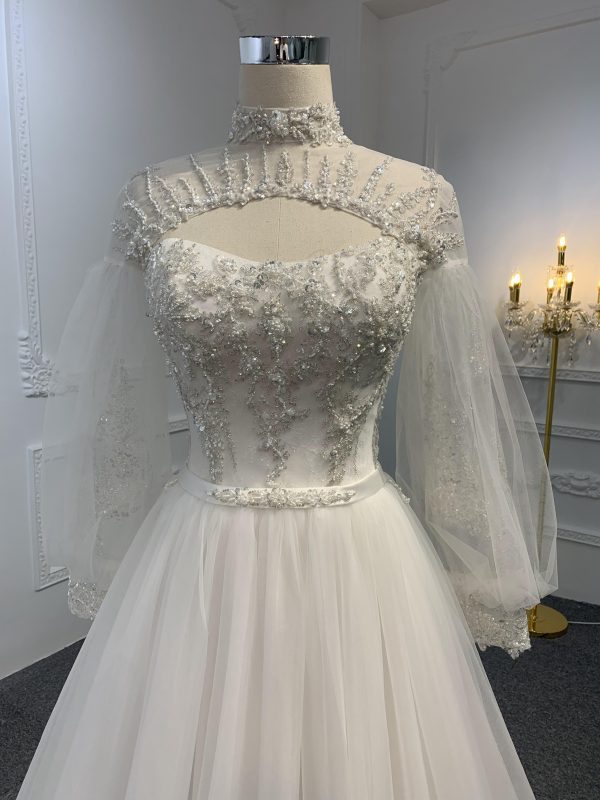 Z028-BYG OFF-WHITE ORGANZA A-LINE DRESS