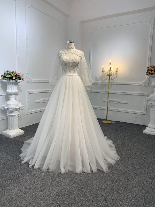 Z028-BYG OFF-WHITE ORGANZA A-LINE DRESS - Image 5