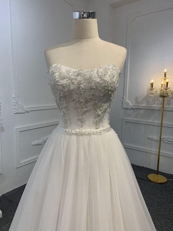 Z028-BYG OFF-WHITE ORGANZA A-LINE DRESS - Image 8