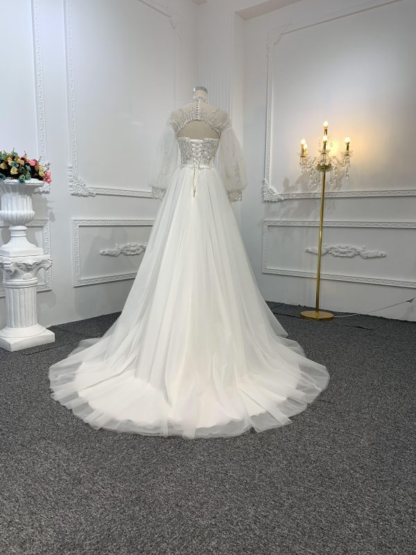 Z028-BYG OFF-WHITE ORGANZA A-LINE DRESS - Image 3