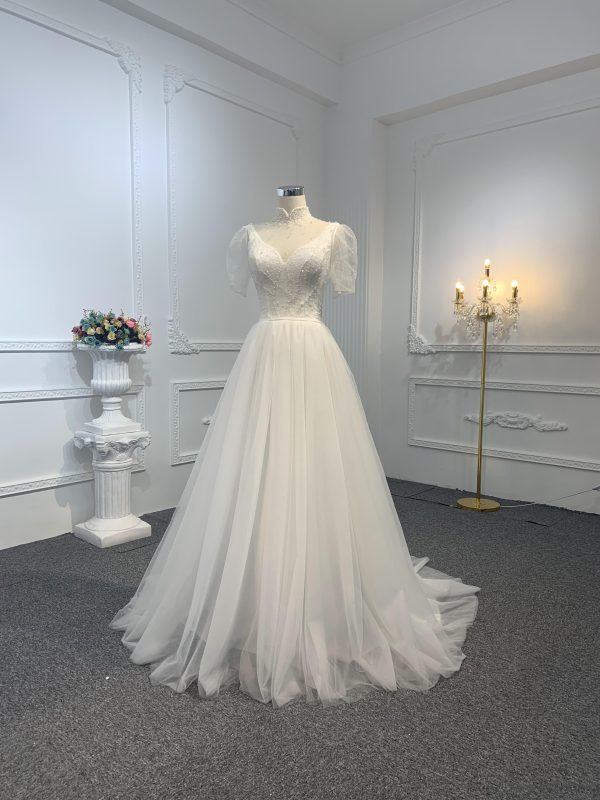 Z029-BYG OFF-WHITE ORGANZA A-LINE DRESS - Image 2