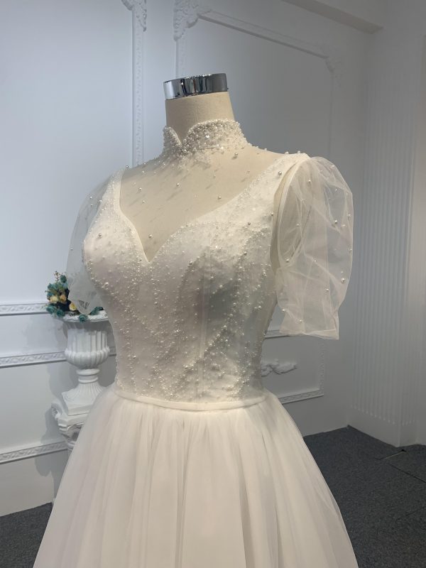 Z029-BYG OFF-WHITE ORGANZA A-LINE DRESS - Image 3