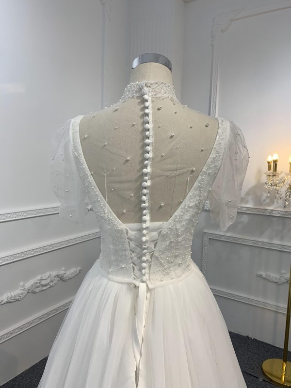 Z029-BYG OFF-WHITE ORGANZA A-LINE DRESS - Image 5