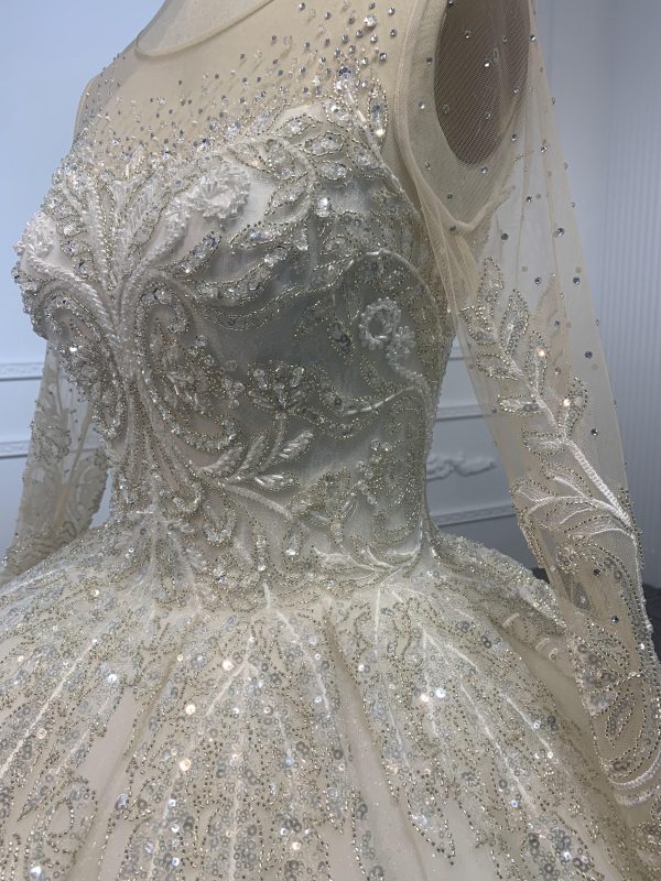 Z038-BYG OWN DESIGN WITH LONG SLEEVES AND LUXURIOUS BEADING LACE BALL GOWN - Image 4