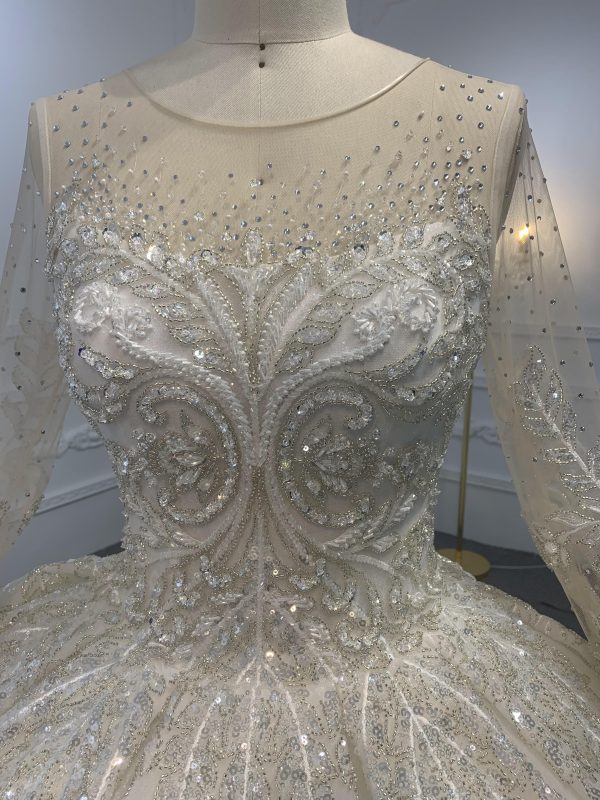 Z038-BYG OWN DESIGN WITH LONG SLEEVES AND LUXURIOUS BEADING LACE BALL GOWN - Image 5