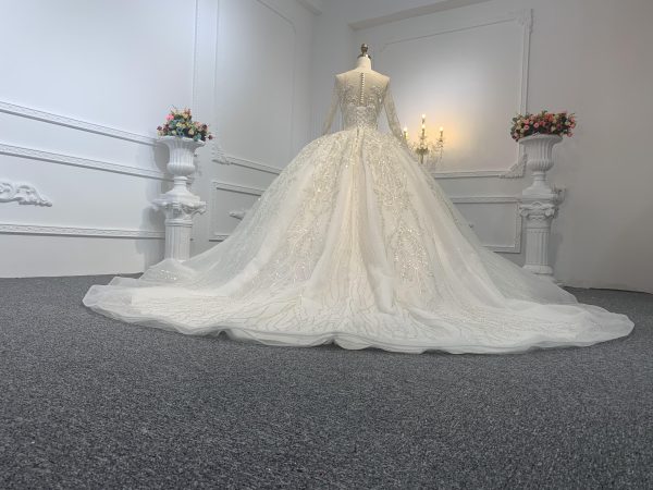 Z038-BYG OWN DESIGN WITH LONG SLEEVES AND LUXURIOUS BEADING LACE BALL GOWN - Image 2