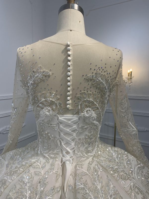 Z038-BYG OWN DESIGN WITH LONG SLEEVES AND LUXURIOUS BEADING LACE BALL GOWN - Image 7