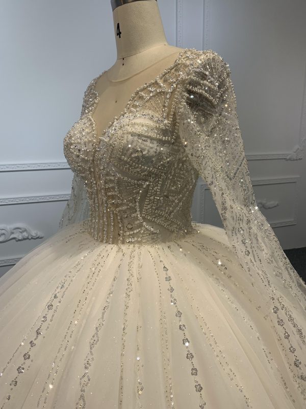Z034-BYG  SPEICAL NECKLINE WITH BEAUTIFUL BEADING BALL GOWN - Image 3
