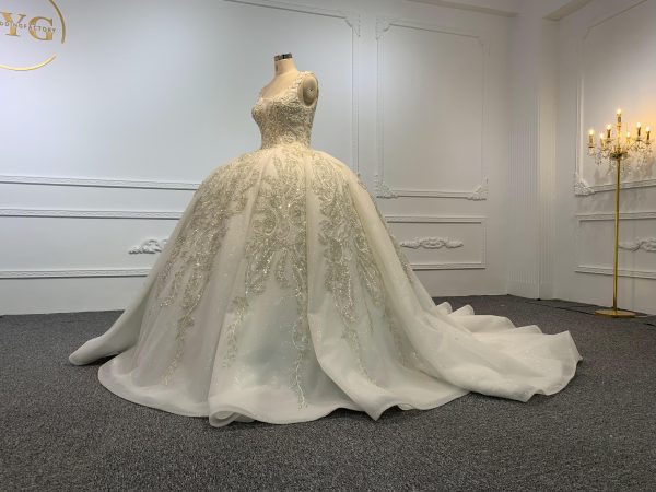 B232- BYG Luxury Beading Lace Thick lining Ball Gown - Image 4