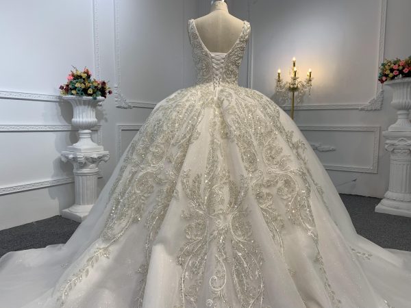 B232- BYG Luxury Beading Lace Thick lining Ball Gown - Image 6