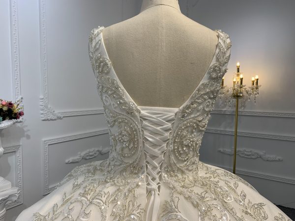 B232- BYG Luxury Beading Lace Thick lining Ball Gown - Image 5