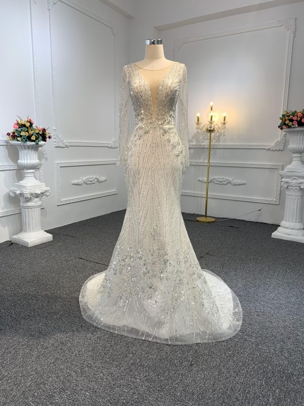 Z013- BYG luxury beading mermaid dress with detachable train - Image 2