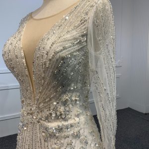 Z013- BYG luxury beading mermaid dress with detachable train