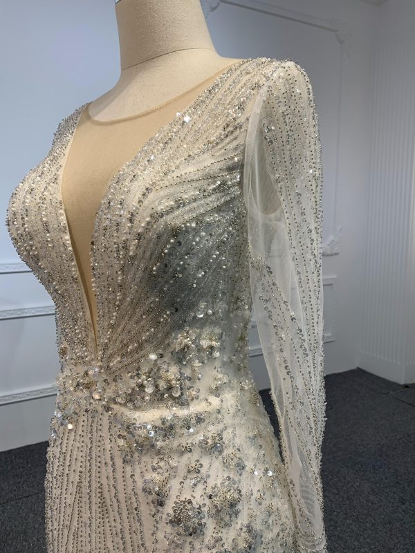 Z013- BYG luxury beading mermaid dress with detachable train