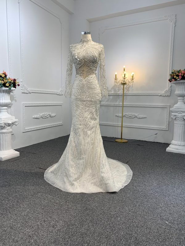 Z035-BYG SPEICAL OWN DESIGN WITH SUPER HEAVY BEADING MERMAID DRESS - Image 2