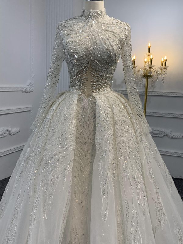 Z035-BYG SPEICAL OWN DESIGN WITH SUPER HEAVY BEADING MERMAID DRESS - Image 4