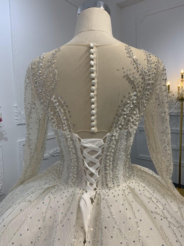Z039-BYG OWN DESIGN WITH SPEICAL NECKLINE AND LUXURIOUS BEADING LACE BALL GOWN - Image 7