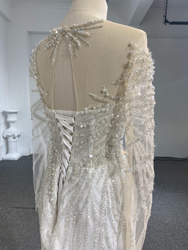 Z045- BYG heavy pearls beading mermaid dresses with Detachable train - Image 5