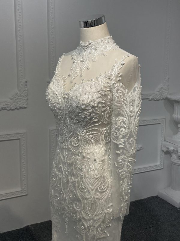 Z042-BYG Lace Beading Mermaid Dress With Dectachable Skirt - Image 5