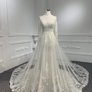 Z042-BYG Lace Beading Mermaid Dress With Dectachable Skirt