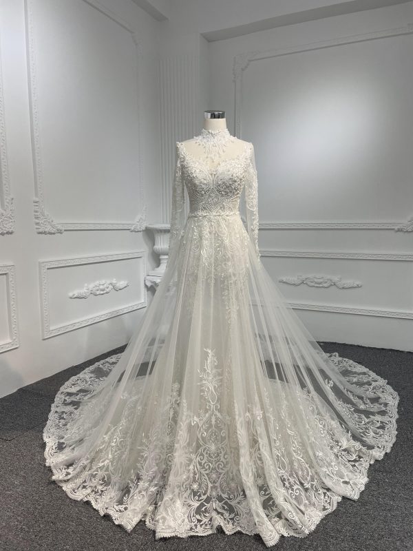 Z042-BYG Lace Beading Mermaid Dress With Dectachable Skirt