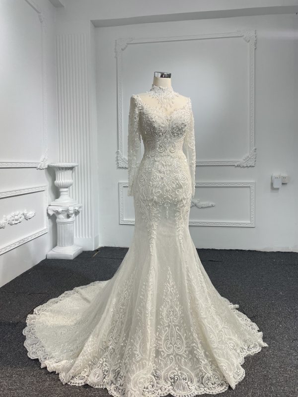 Z042-BYG Lace Beading Mermaid Dress With Dectachable Skirt - Image 2