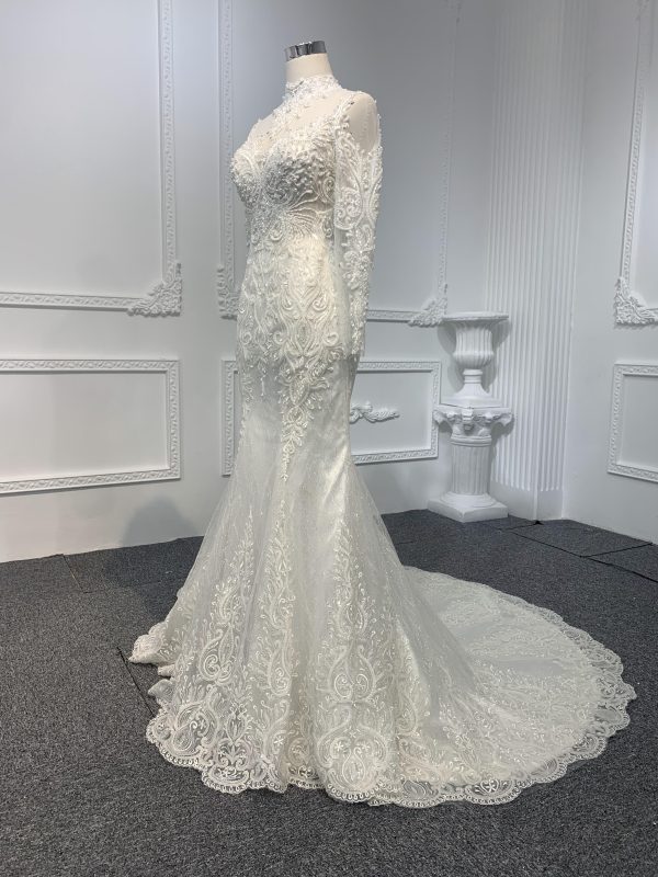 Z042-BYG Lace Beading Mermaid Dress With Dectachable Skirt - Image 4