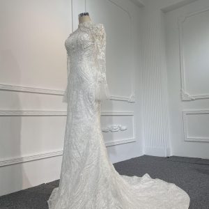 Z046- BYG luxury beading long sleeves mermaid wedding dress