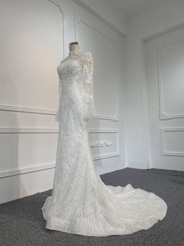 Z046- BYG luxury beading long sleeves mermaid wedding dress
