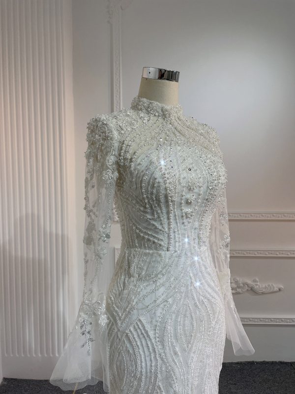 Z046- BYG luxury beading long sleeves mermaid wedding dress - Image 2