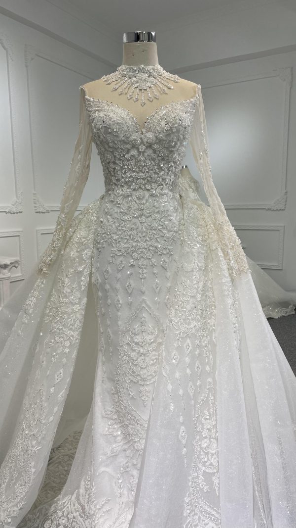 Z063- BYG luxury long sleeves mermaid dress with detachable tail - Image 2
