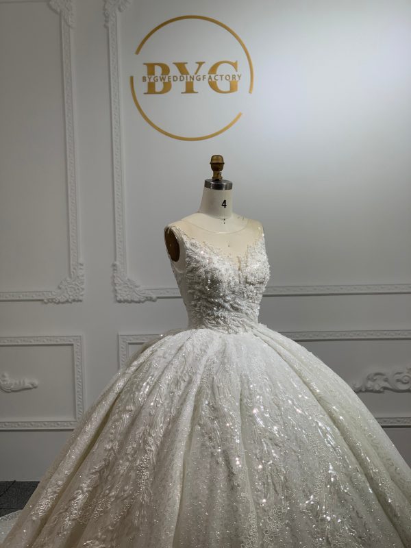 Z056- BYG 3D handmade beading details eyecaughting neckline luxury ball gown - Image 6