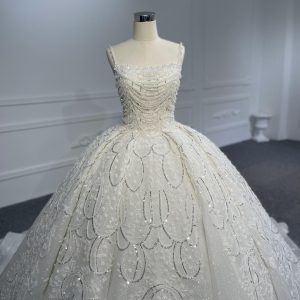 Z065- BYG Super Luxury Pears Train Beading Ballgown