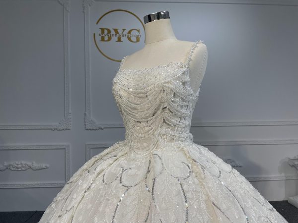 Z065- BYG  Super Luxury Pears Train Beading Ballgown - Image 4