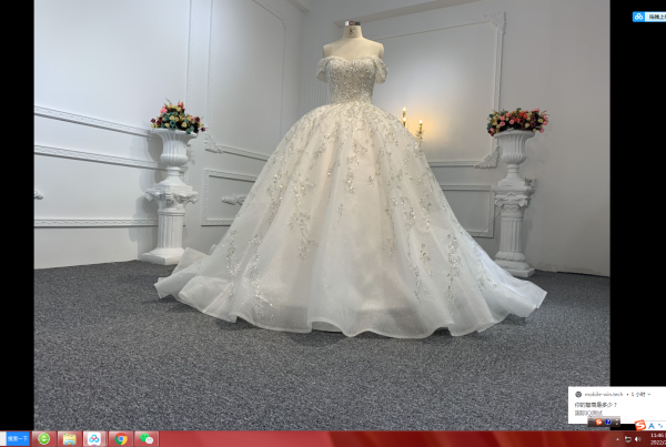 B239- BYG Off-shoulder heavy pearl and flower shape sequins beading ball gown - Image 2