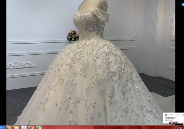 B239- BYG Off-shoulder heavy pearl and flower shape sequins beading ball gown - Image 3
