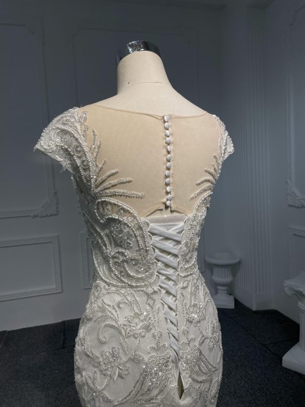 Z072 # IVORY SHORT SLEEVE LUXURY BEADINGS MERMAID - Image 4