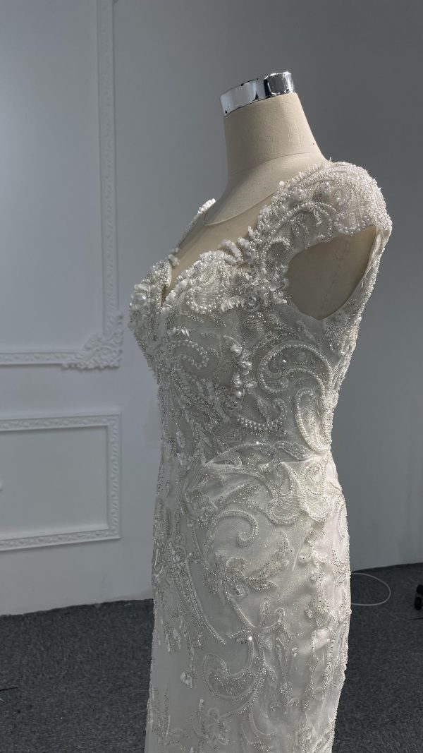 Z072 # IVORY SHORT SLEEVE LUXURY BEADINGS MERMAID - Image 6