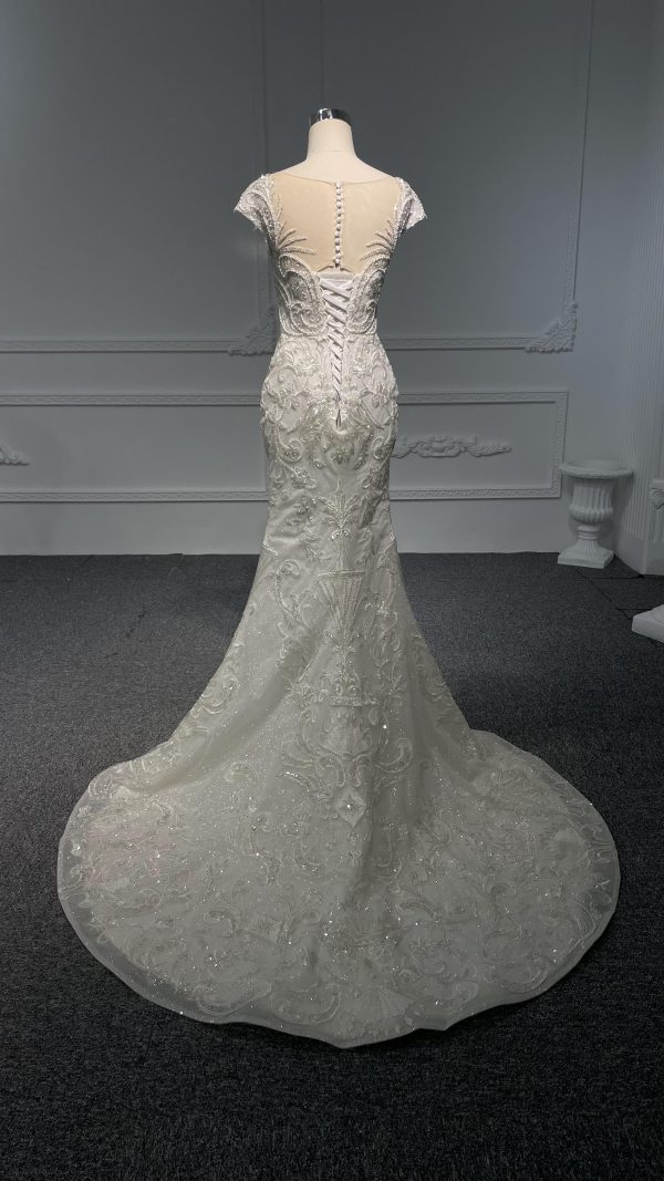 Z072 # IVORY SHORT SLEEVE LUXURY BEADINGS MERMAID - Image 3
