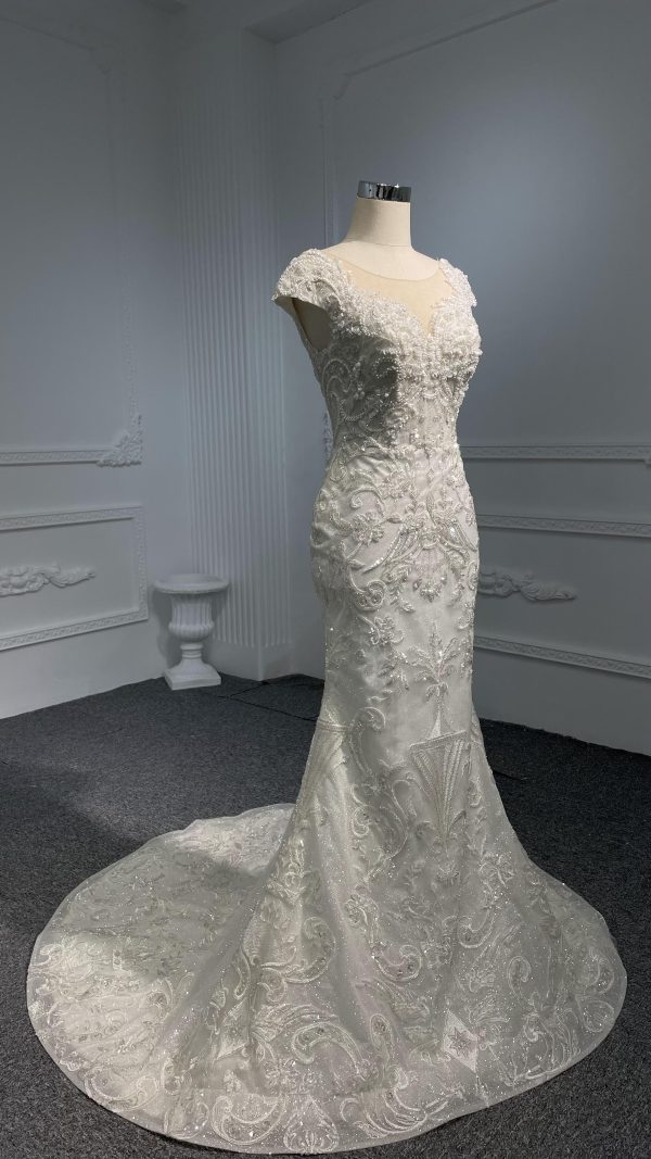 Z072 # IVORY SHORT SLEEVE LUXURY BEADINGS MERMAID - Image 7