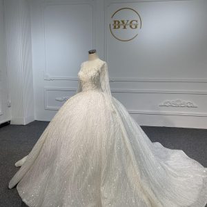 PD002- BYG SWEETHEART NECKLINE BALL GOWN WITH LONG SLEEVES