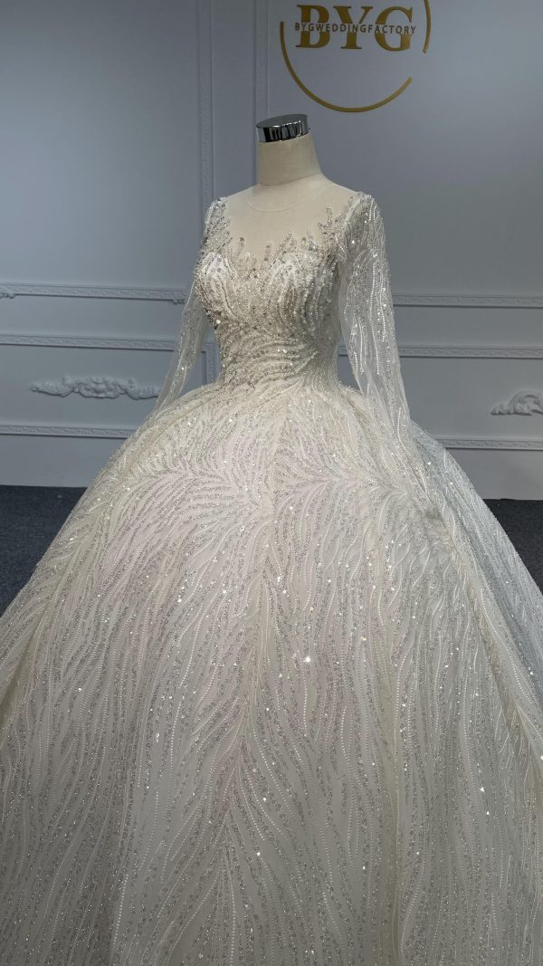 PD002- BYG SWEETHEART NECKLINE BALL GOWN WITH LONG SLEEVES - Image 5