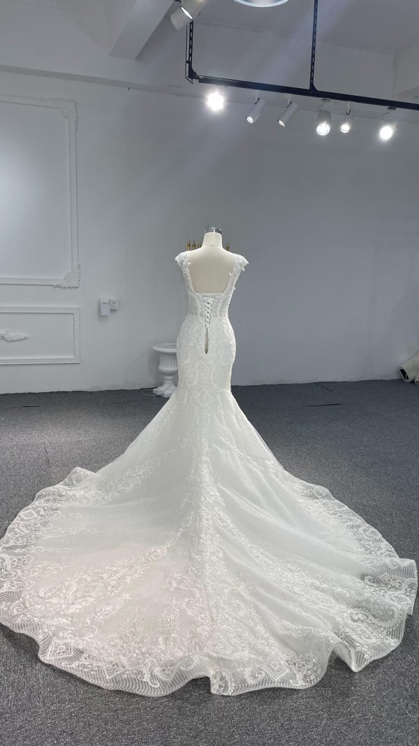 BYG Z073 Gorgeous half-sleeves heavy beads luxury mermaid wedding dress - Image 6