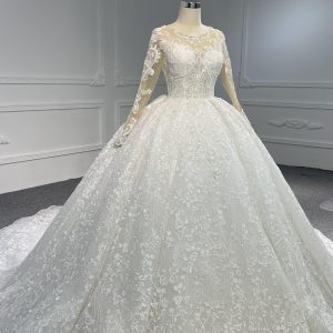 29808- BYG ivory color vintage embroidery lace ball gown