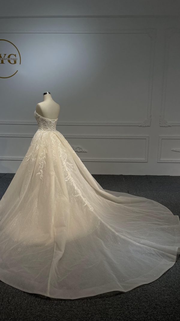 LB02- New beading lace nude color mermaid dress with simple detachable train - Image 10