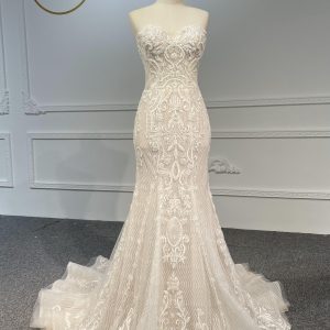 LB07- Vintage nude color sleeveless mermaid dress