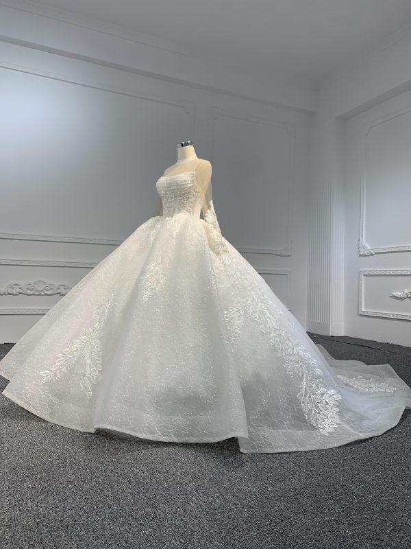 LB10 --Luxury Beading Long Sleeve Ball Gown With 60cm Length Train - Image 6
